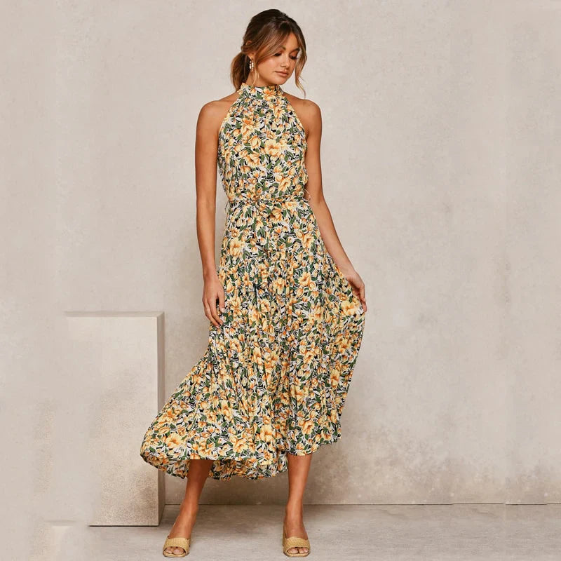 Vestido Halter Mujer Lunares Elegante-Melviana-