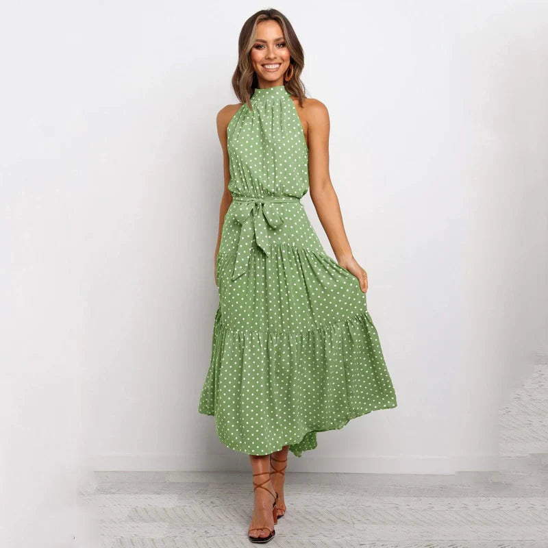 Vestido Halter Mujer Lunares Elegante-Melviana-