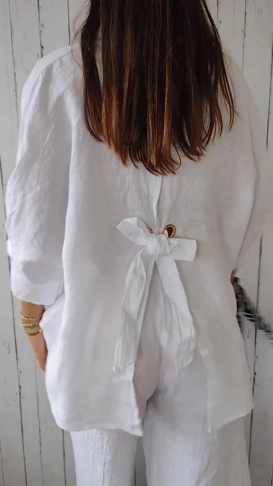 Camisa Mujer Algodón Lino Anudada-Melviana-