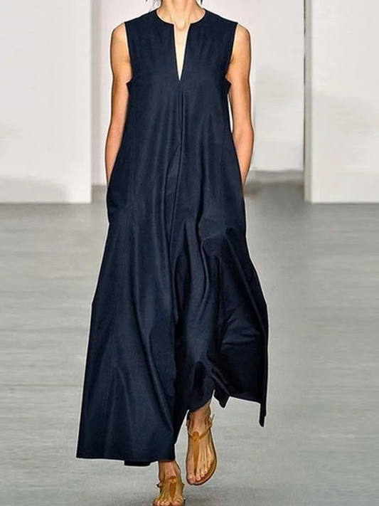 Vestido Mujer Cuello en V Elegante Tejido Suave-Melviana-