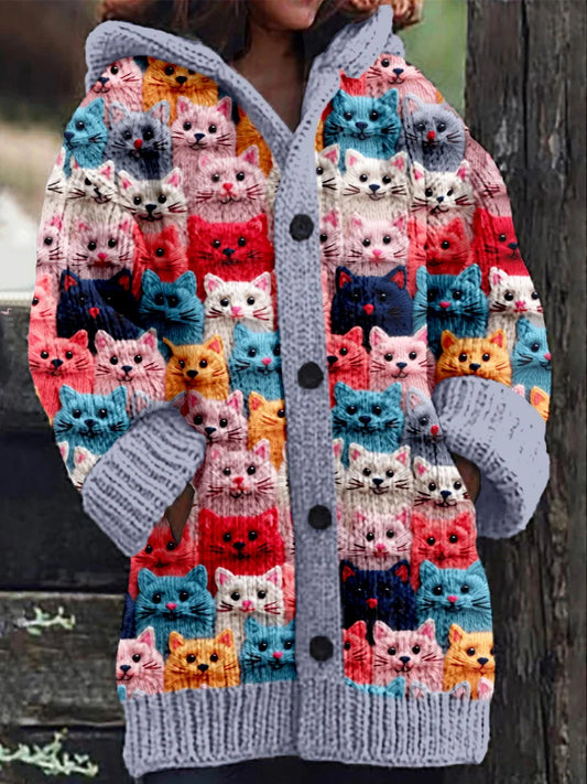 Cárdigan Mujer Suave Gatos Capucha-Melviana-
