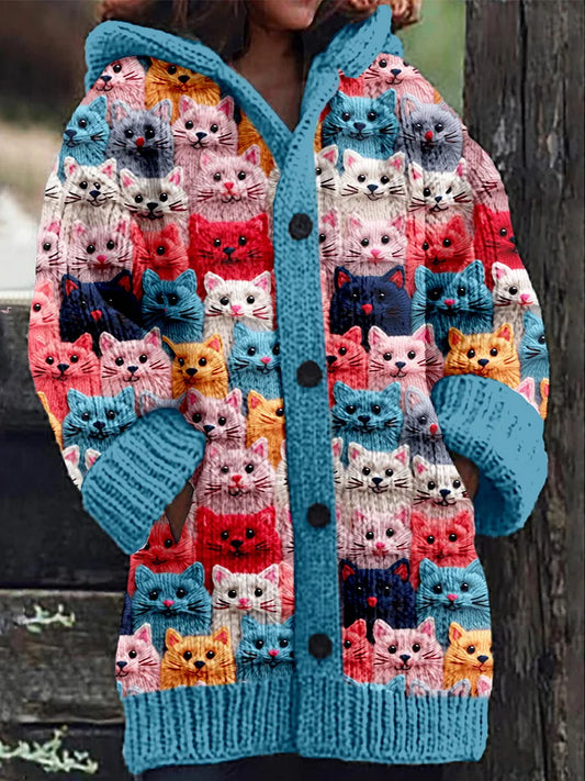 Cárdigan Mujer Suave Gatos Capucha-Melviana-