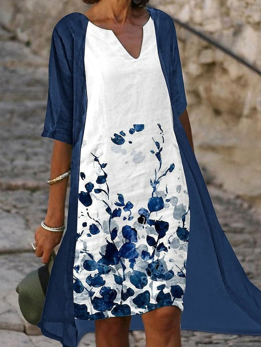 Vestido Midi Elegante Floral Mujer-Melviana-