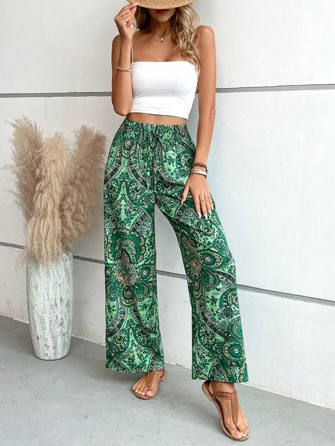 Pantalones Anchos Mujer Tela Elegante-Melviana-