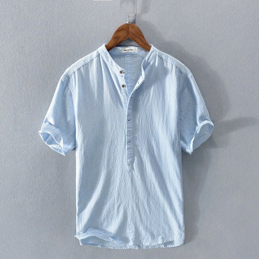 Camisa Hombre Lino Algodón Corta-Melviana-