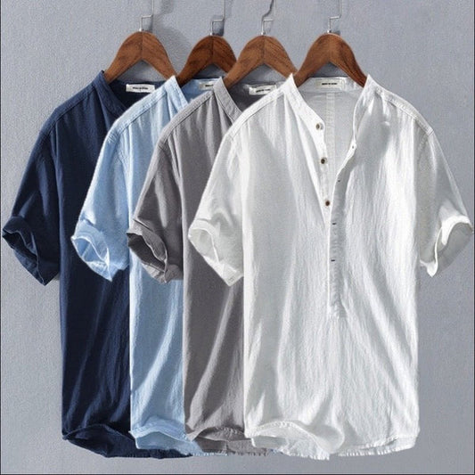 Camisa Hombre Lino Algodón Corta-Melviana-