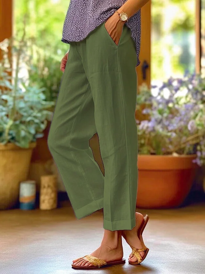 Pantalón Mujer Algodón Lino Holgado-Melviana-