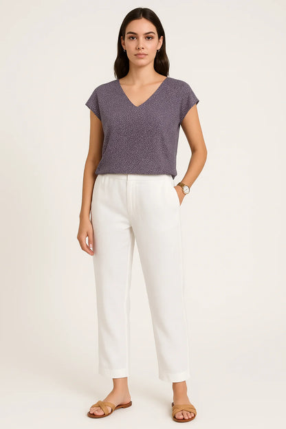 Pantalón Mujer Algodón Lino Holgado-Melviana-