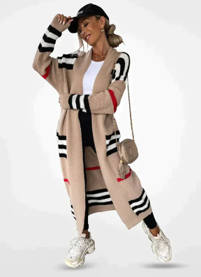 Chaqueta Mujer Punto Rayas Suave-Melviana-D2-QI028011
