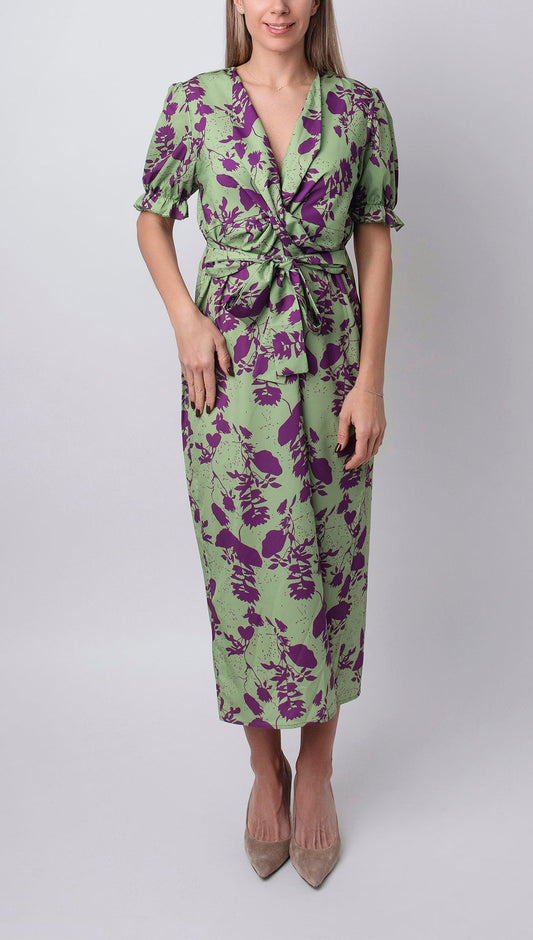 Vestido Floral Largo Escote en V-Melviana-