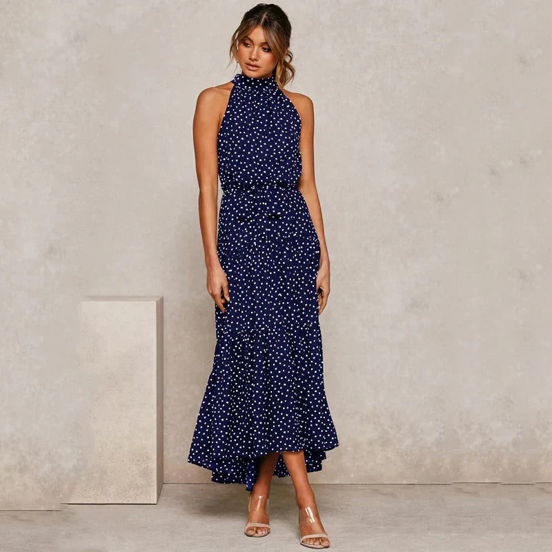 Vestido Halter Mujer Lunares Elegante-Melviana-