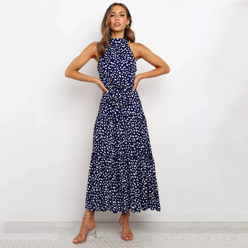 Vestido Halter Mujer Lunares Elegante-Melviana-