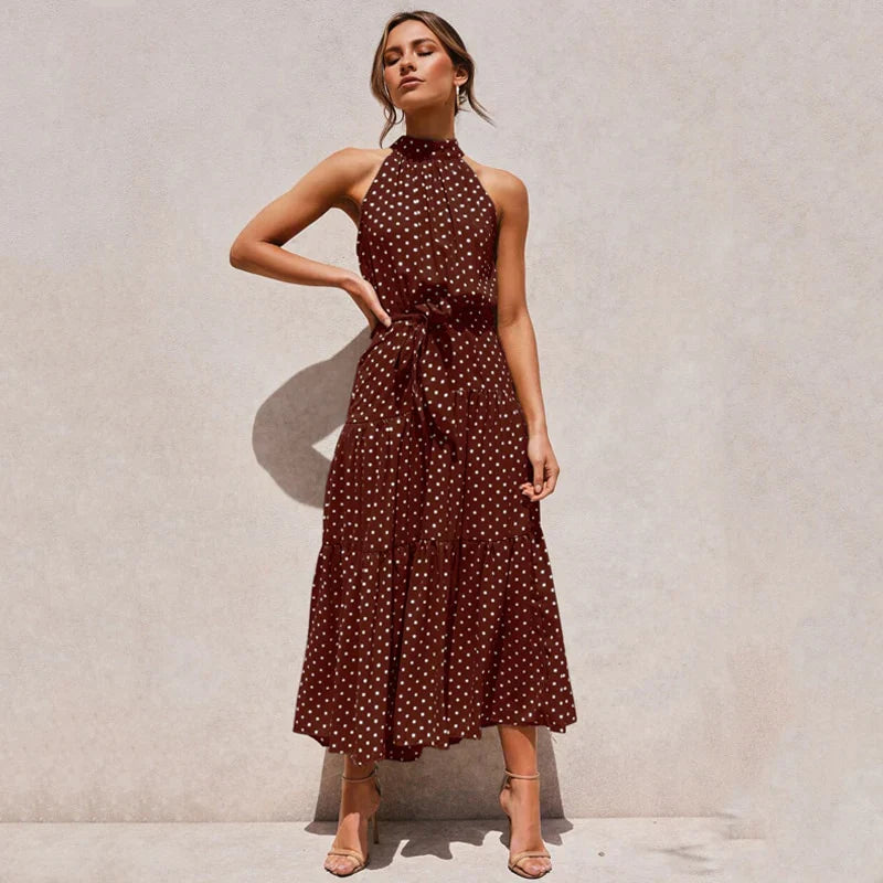 Vestido Halter Mujer Lunares Elegante-Melviana-