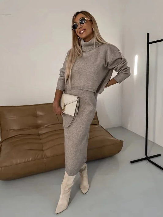 Conjunto Mujer Suéter Alto Elegante-Melviana-