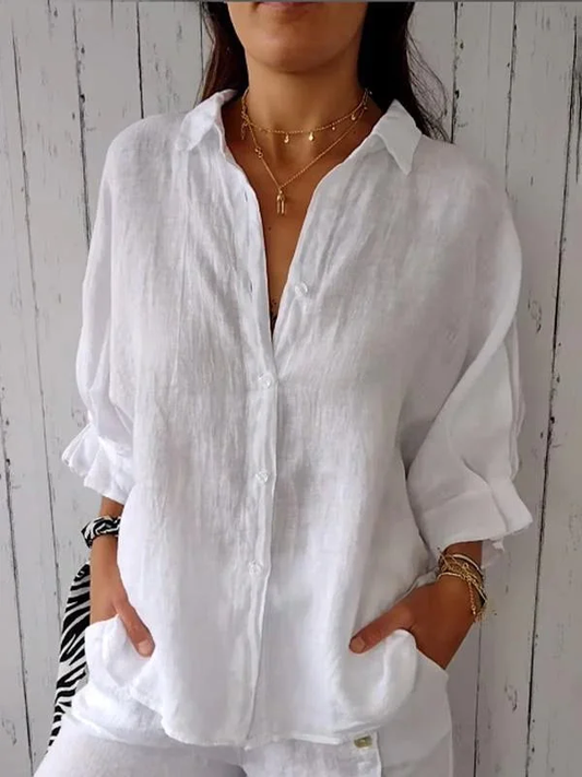 Camisa Mujer Algodón Lino Anudada-Melviana-