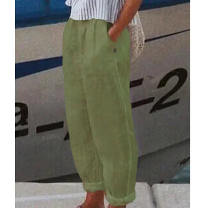 Pantalones Mujer Algodón Lino Elegantes-Melviana-