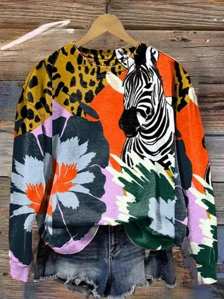 Sudadera Mujer Algodón Estampado Cebra-Melviana-DWOD1-AU348037