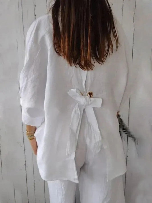 Camisa Mujer Algodón Lino Lazo-Melviana-